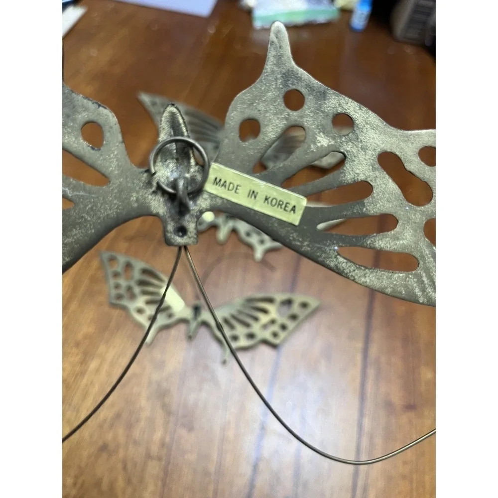 Vintage MCM Brass Butterfly Wall Decor Set of 4 Made in Korea Large 14